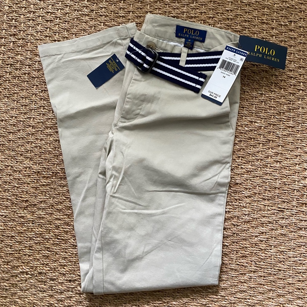 Boys 14 Polo khaki pants NWT